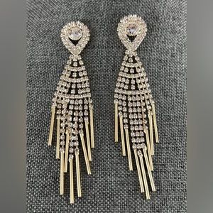 Rhinestone Earrings Dangling for Women Sparkly Silver Dangle Earrings Girls Long